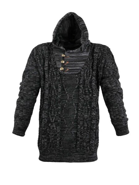 Lavecchia Herren Strickpullover LV-489 (Black-Anthra, 3XL)