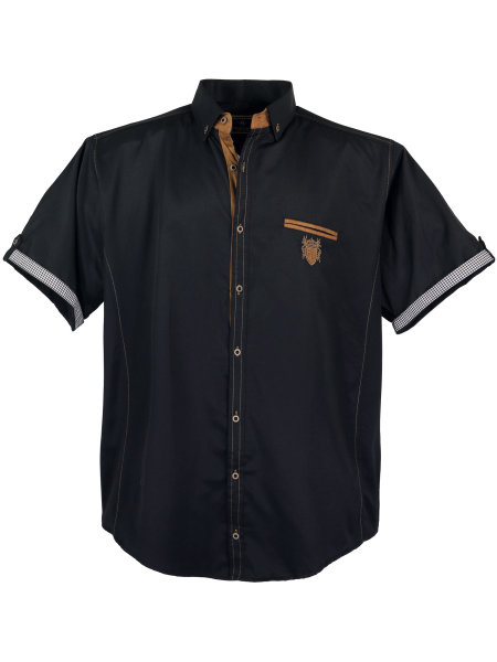 Lavecchia Herren Kurzarmhemd 1128 (Dark-Black, 4XL)