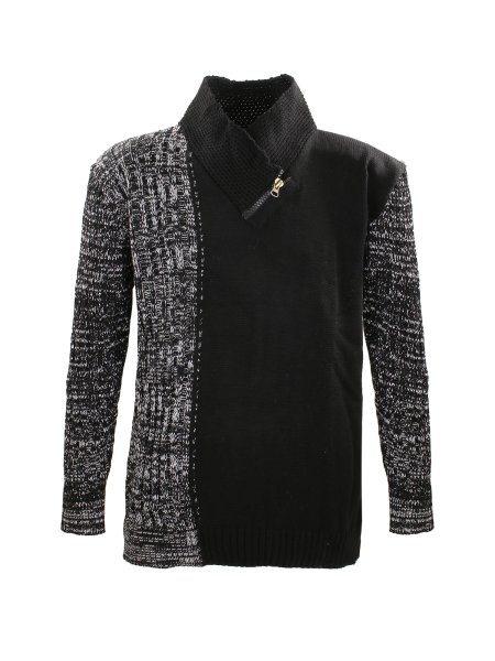 Lavecchia Herren Strickpullover LV-423 (Black-White, 3XL)