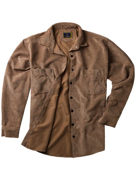 Lavecchia Herren Cordhemd LV-5578 (Beige-Camel, 5XL)